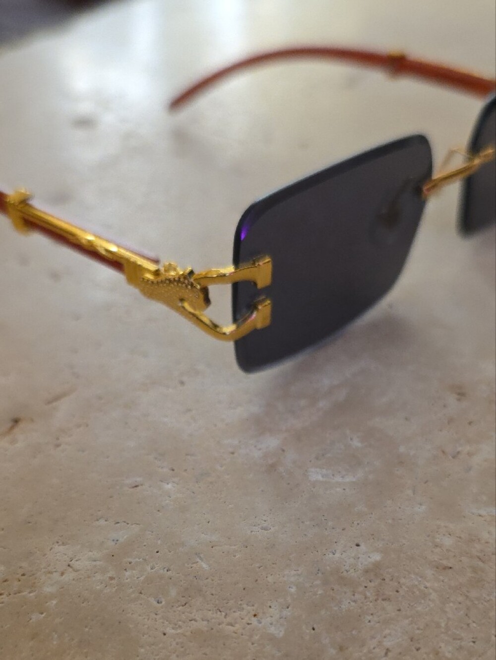 Cartier Rimless Sunglasses in Black and Gold with Red Case - Picture 4 of 10